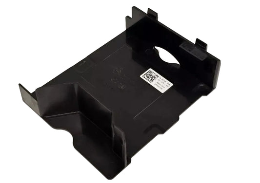 Black plastic component with a QR code on a beige background