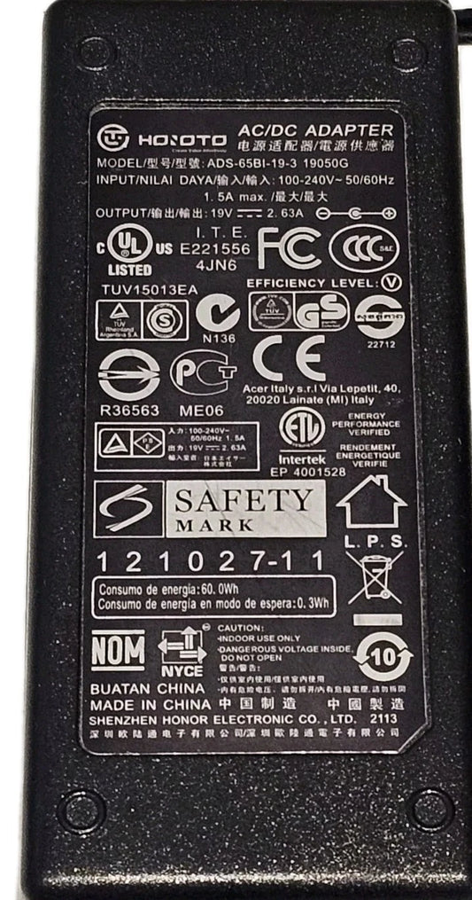 Genuine HONOTO ADS-65BI-19-3 19V, 2.63A, AC Adapter Power Supply Charger