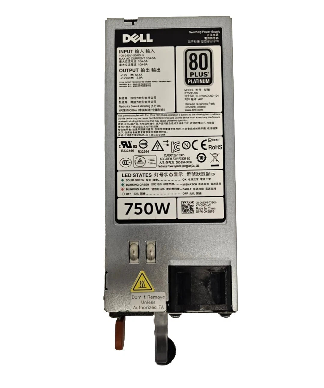 Dell 750W Hot Swap Power Supply For PowerEdge R720 R620 R520