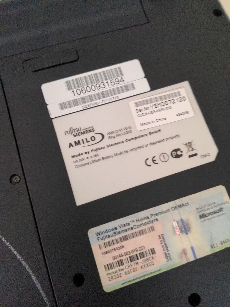 Fujitsu Amilo Pi 2515 - Intel Core 2 Duo T5250 - 2GB Ram - No Storage