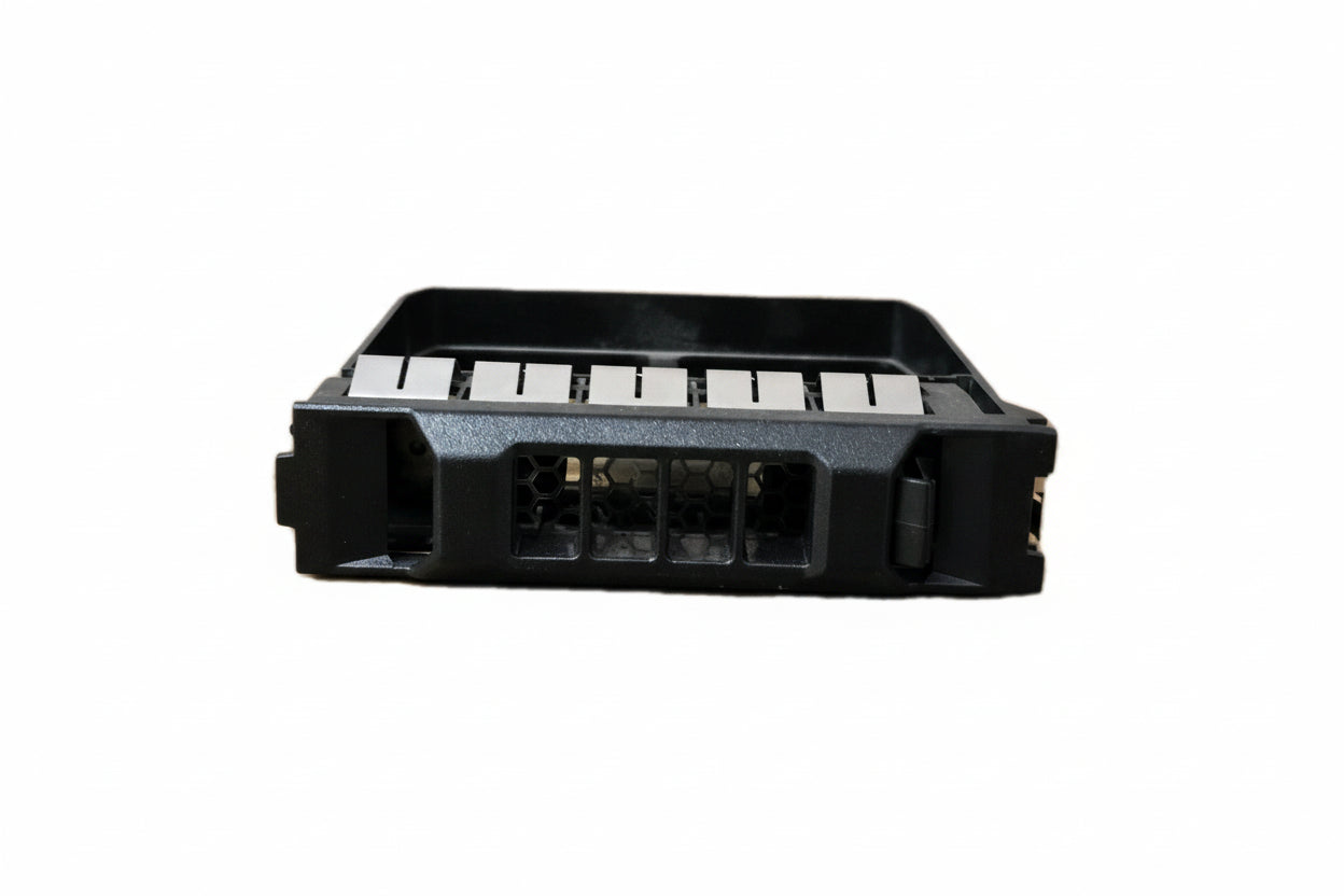 Black electronic module with connectors on a white background