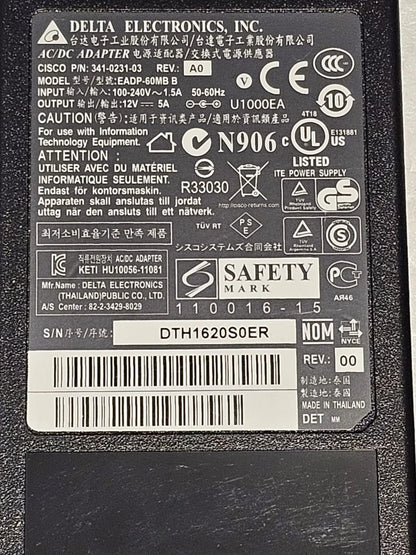 Delta Electronics EADP-60MB B 12V 5A AC/DC Adapter (341-0231-03)