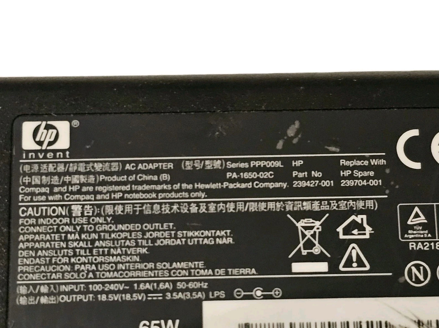 Genuine HP 65W AC Adapter Charger 380467-001 381090-001 18.5V 3.5A