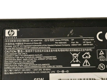Genuine HP 65W AC Adapter Charger 380467-001 381090-001 18.5V 3.5A