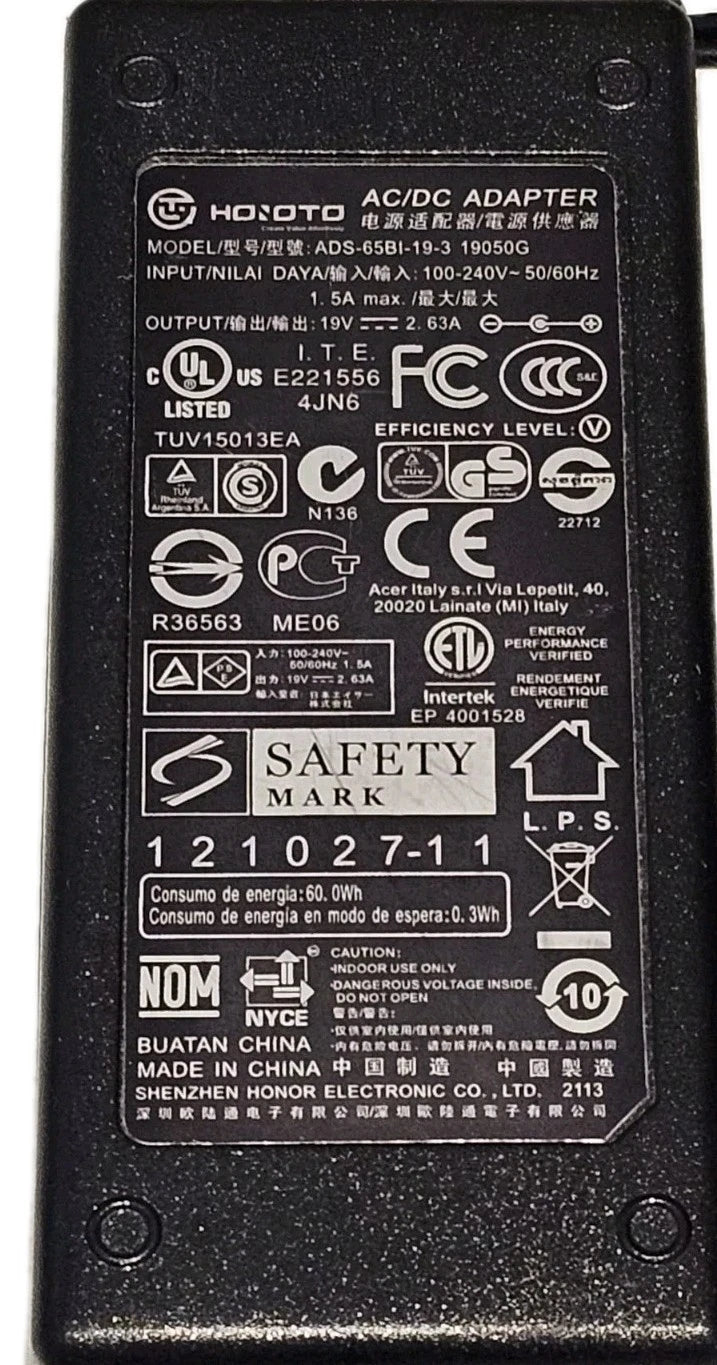 Genuine HONOTO ADS-65BI-19-3 19V, 2.63A, AC Adapter Power Supply Charger