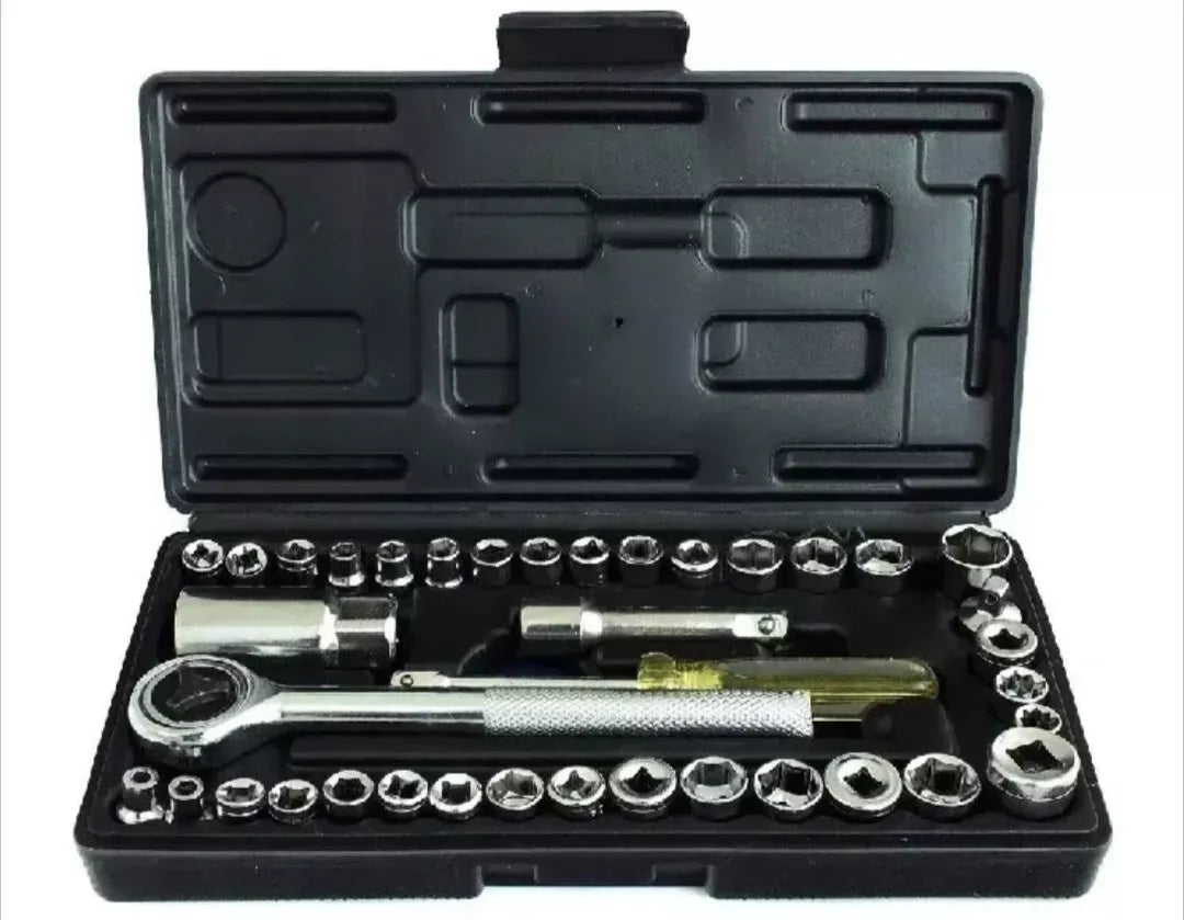 40pc Socket Set 1/4" & 3/8" Drive Metric Imperial Sockets Ratchet Driver + Case