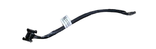 Black metal rod with a label on a white background