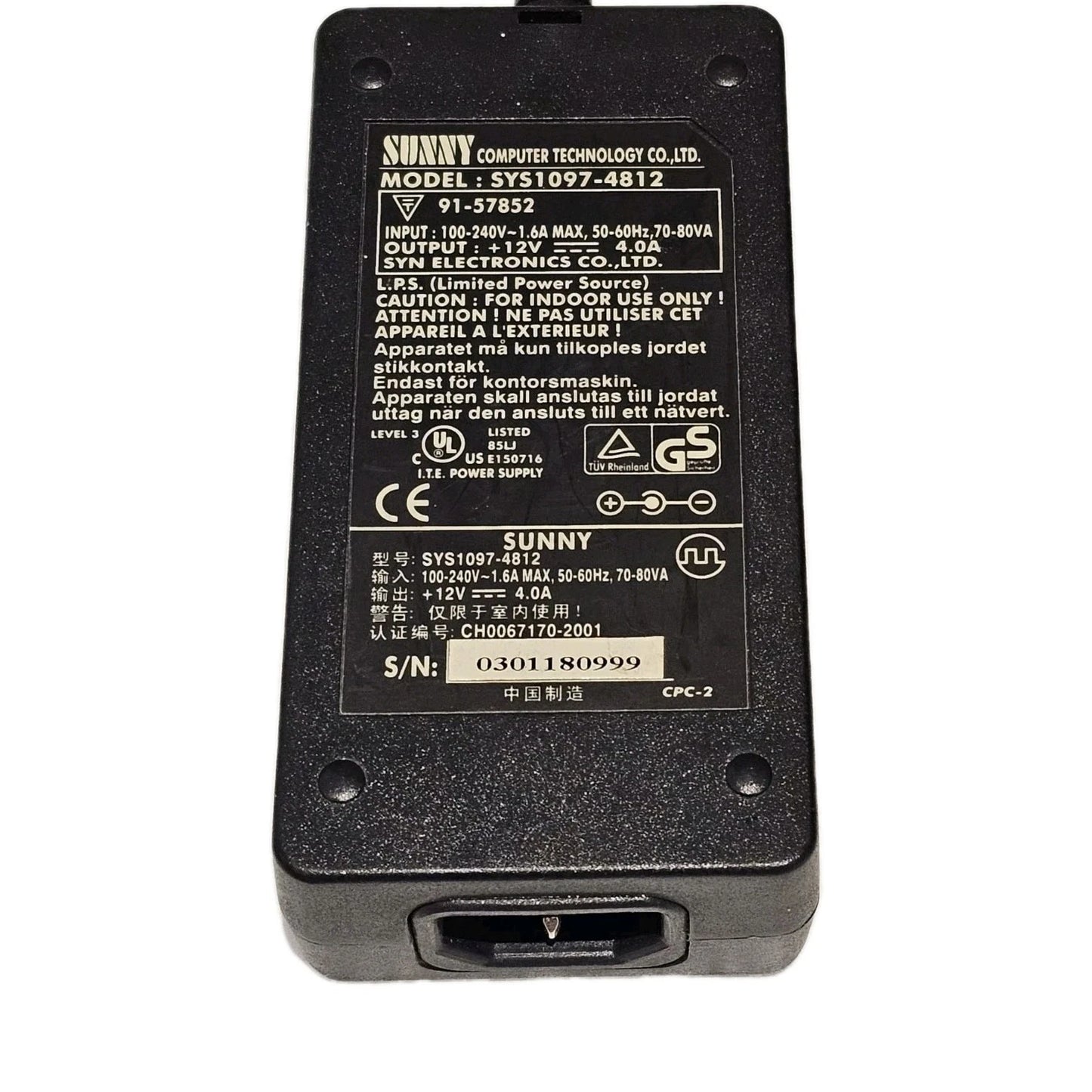 Genuine Sunny SYS1097-4812 , 12V Switching Adapter