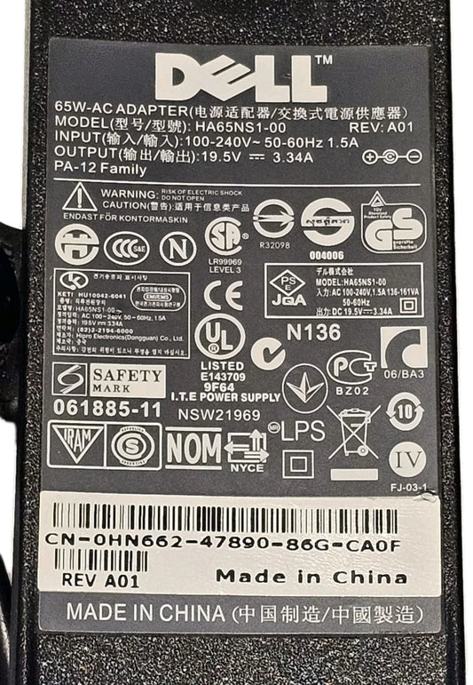 Genuine DELL HA65NS1-00 65W Laptop AC Adapter Charger